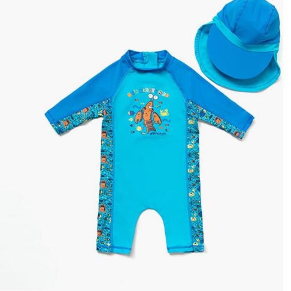 Bonverano Kids UPF 50+ Sun Protection S/S One Piece Zip Sun Suit With Sun Hat